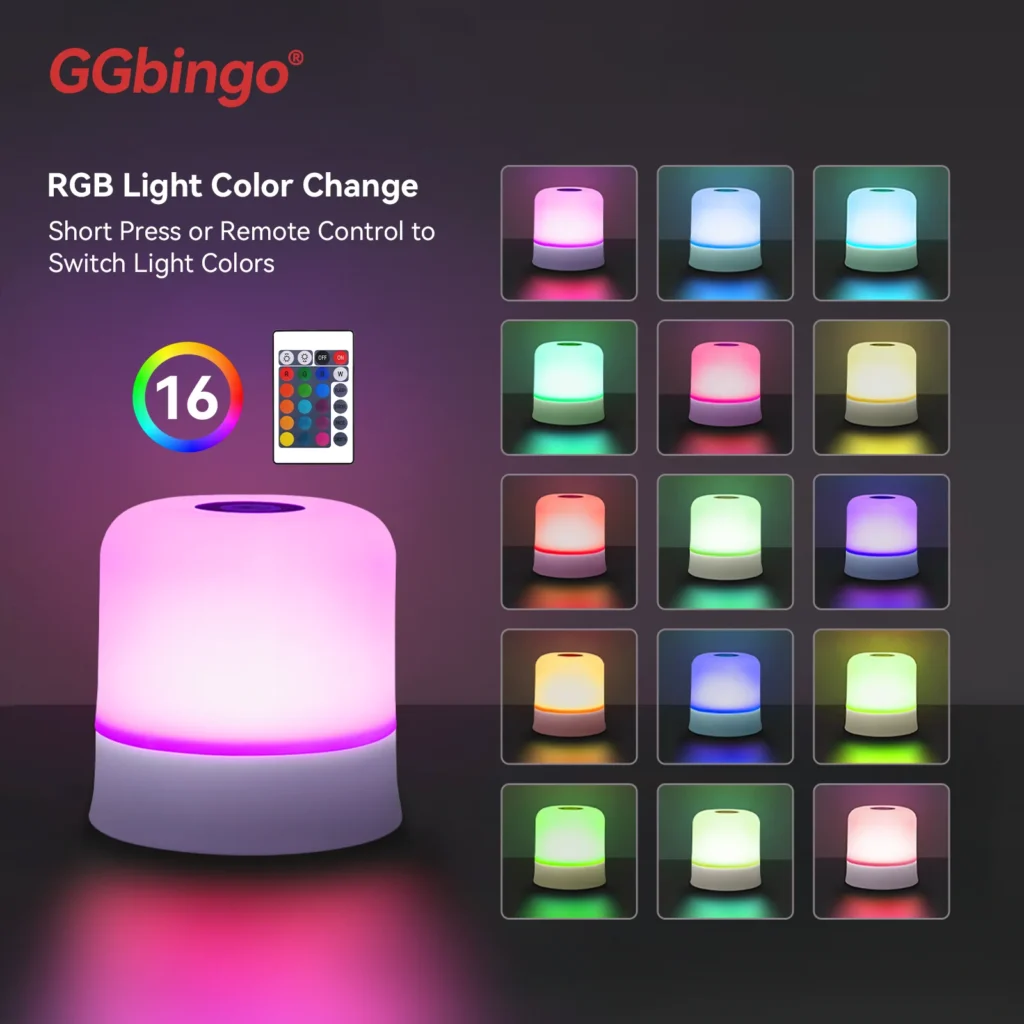 Veilleuse LED RGB Tactile – 16 Couleurs & Télécommande Ambiance Relaxante